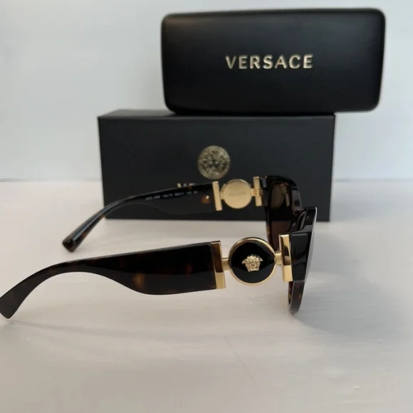 VERSACE Ladies Transparent Brown Cat-Eye Sunglasses